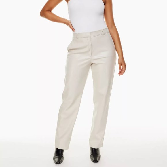 Aritzia Babaton Birch Command High Waisted Vegan Leather Tapered Pants 10 - Picture 1 of 9